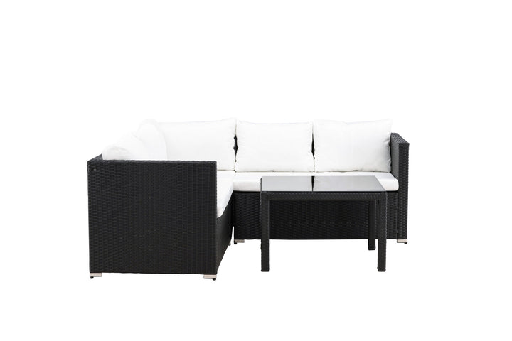 Venture Home Kuba Sofa Set - Black Wicker White Cushion