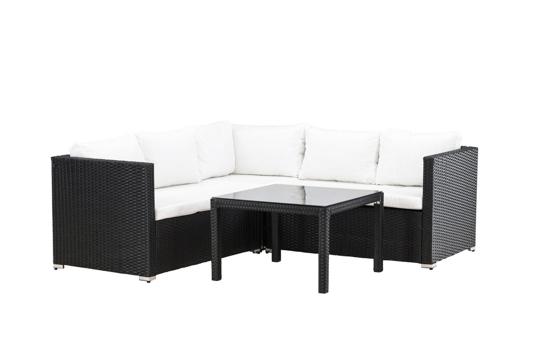 Venture Home Kuba Sofa Set - Black Wicker White Cushion