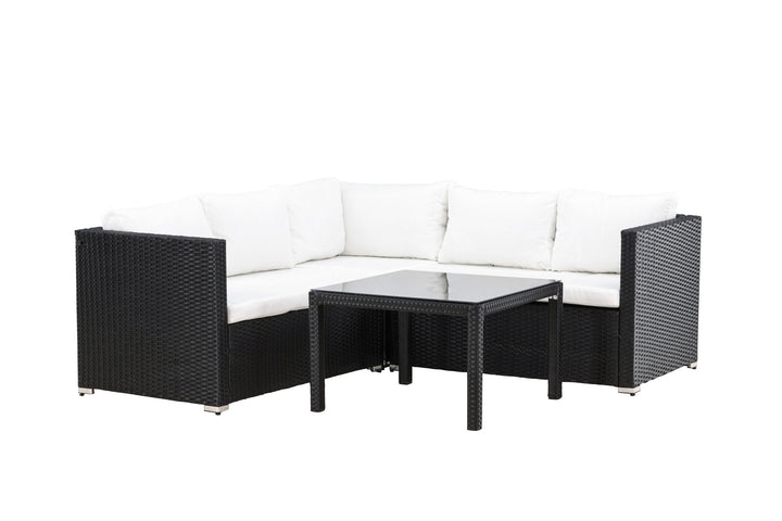 Venture Home Kuba Sofa Set - Black Wicker White Cushion