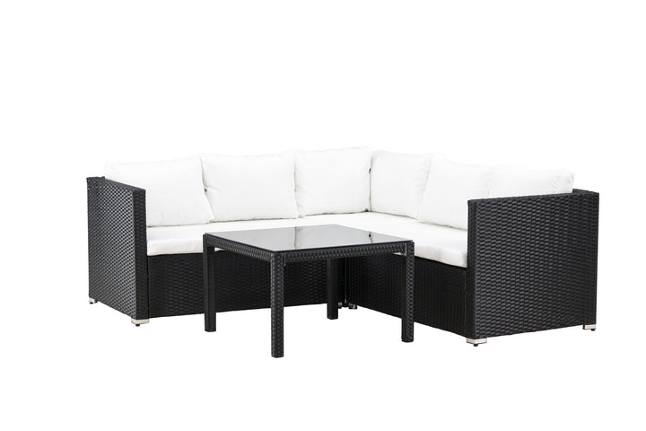 Venture Home Kuba Sofa Set - Black Wicker White Cushion