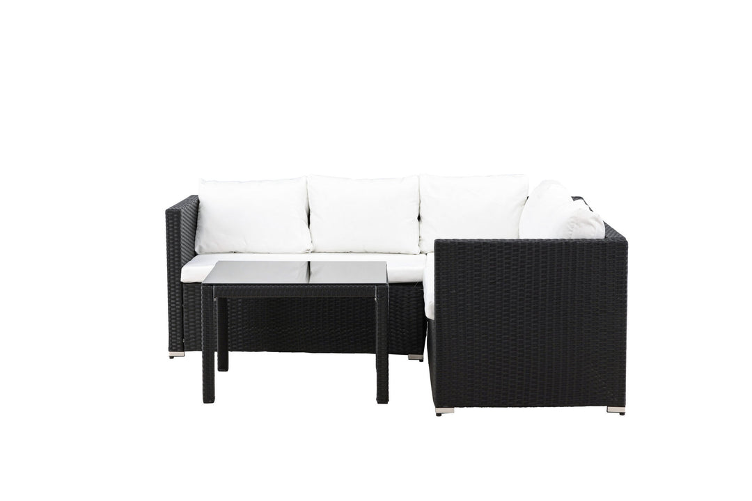 Venture Home Kuba Sofa Set - Black Wicker White Cushion