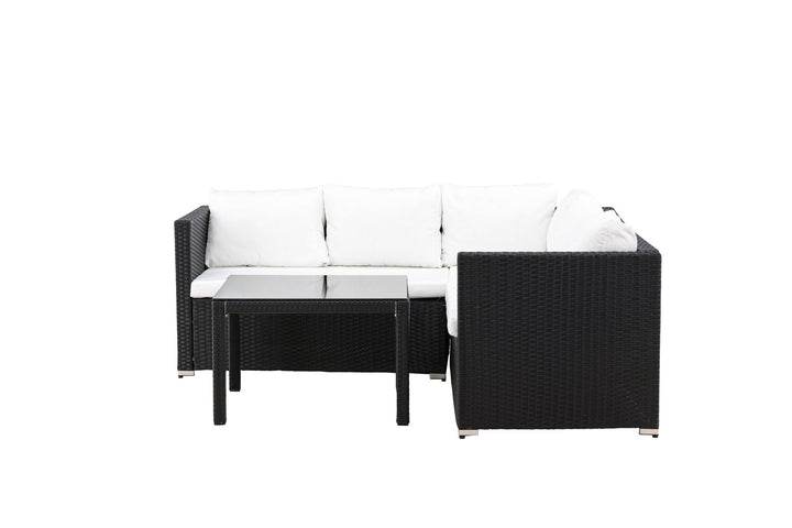 Venture Home Kuba Sofa Set - Black Wicker White Cushion