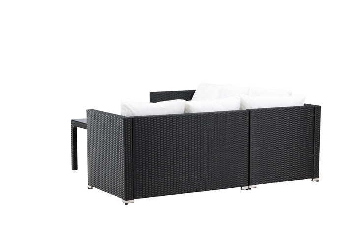 Venture Home Kuba Sofa Set - Black Wicker White Cushion