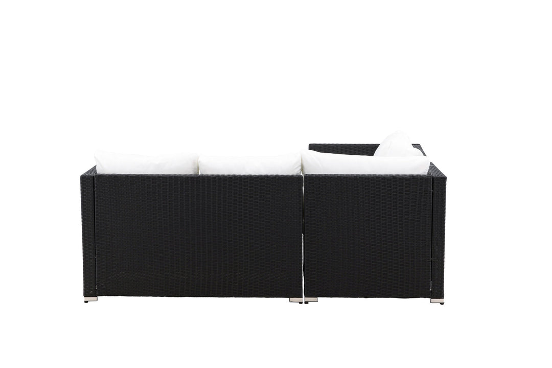 Venture Home Kuba Sofa Set - Black Wicker White Cushion