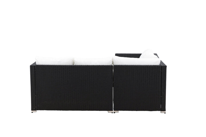 Venture Home Kuba Sofa Set - Black Wicker White Cushion