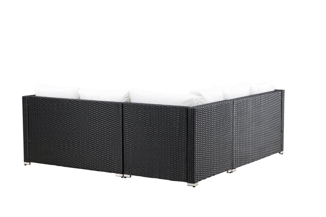 Venture Home Kuba Sofa Set - Black Wicker White Cushion