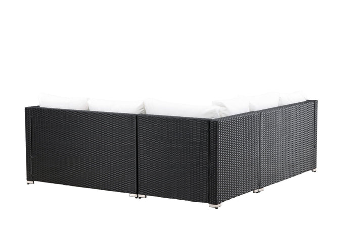 Venture Home Kuba Sofa Set - Black Wicker White Cushion