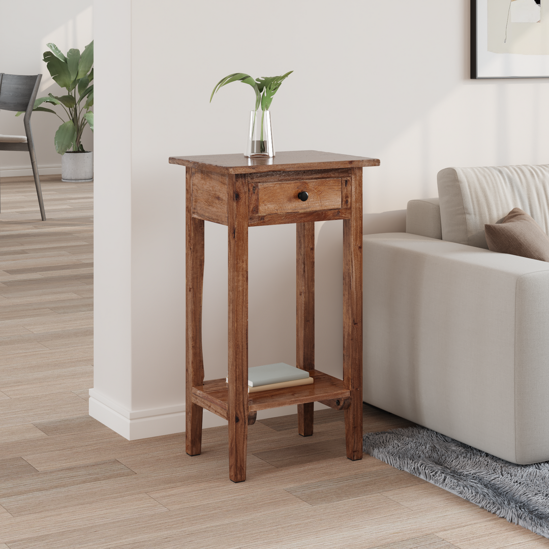 Planteholder med skuffe Brun 34 x 25 x 52 cm Mahogni Træ