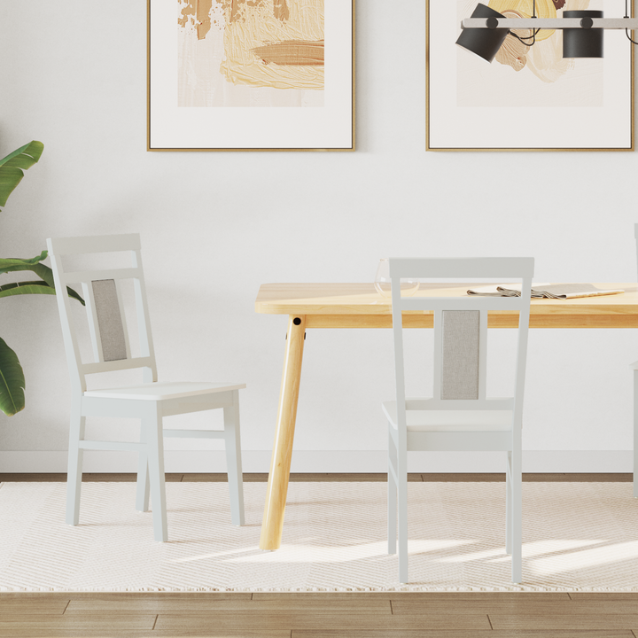 Spisestuestol 2 pcs Hvid Massiv Gummitræ
