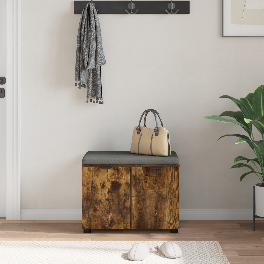 Hallbænk med pude Røget Eg 60 x 38 x 46 cm Kunstigt træ og stof