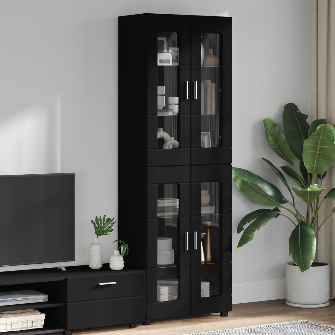 Highboard med dør FLORIN Sort 60 x 35 x 182 cm Konstrueret træ
