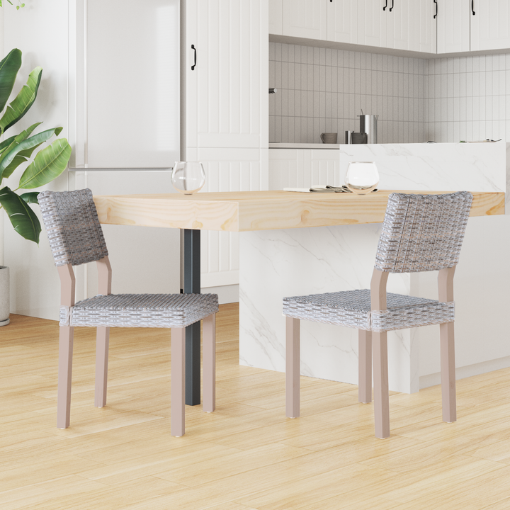 Spisestuestol 2 pcs Kubu rattan Hvidvask 46 x 55 x 84 cm