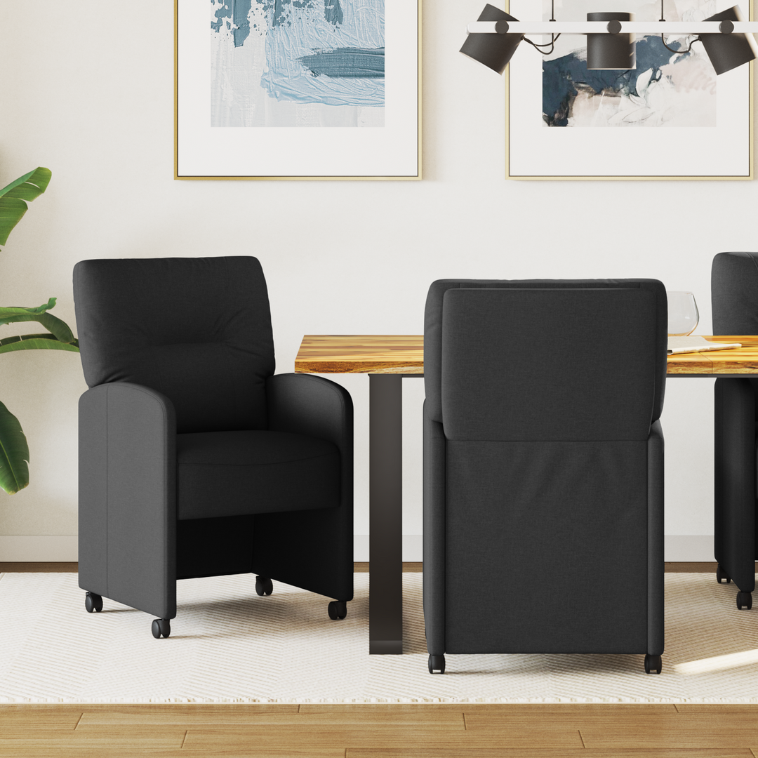 Spisebordsstole med hjul 2 pcs Sort 57 x 67 x 95 cm Stof