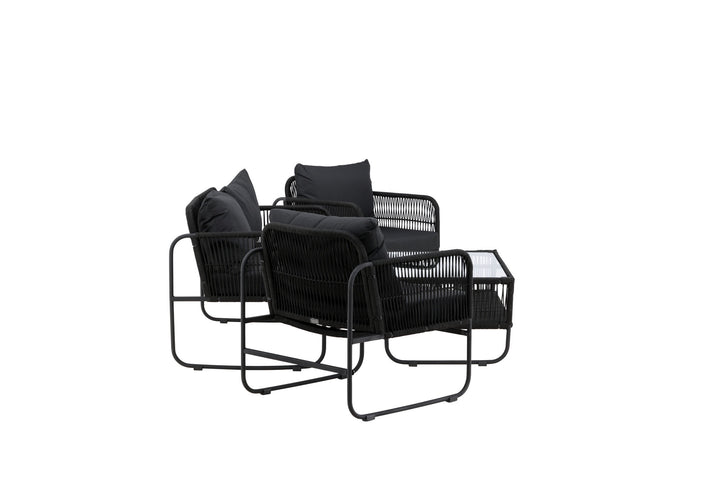 Venture Home Utah Lounge set - Black - Black rope (two seater + 2 one seater + table)