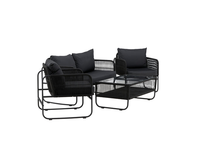 Venture Home Utah Lounge set - Black - Black rope (two seater + 2 one seater + table)