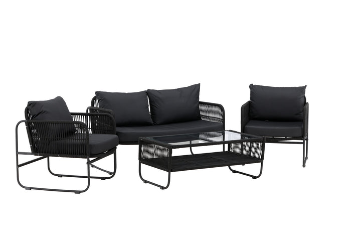 Venture Home Utah Lounge set - Black - Black rope (two seater + 2 one seater + table)