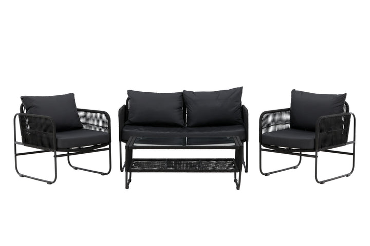 Venture Home Utah Lounge set - Black - Black rope (two seater + 2 one seater + table)