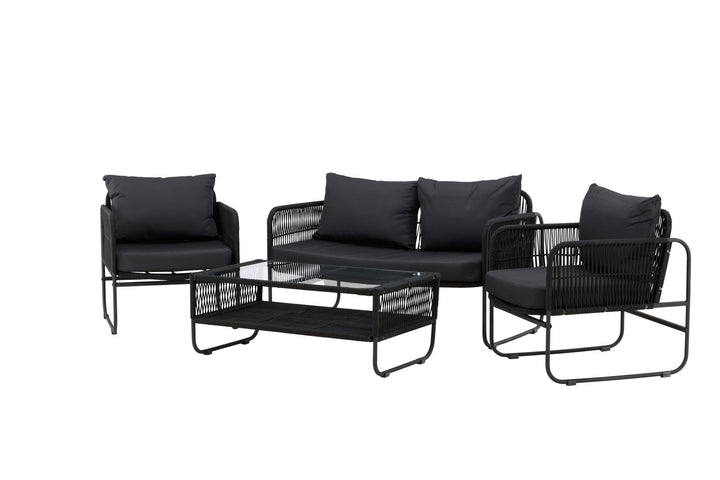Venture Home Utah Lounge set - Black - Black rope (two seater + 2 one seater + table)