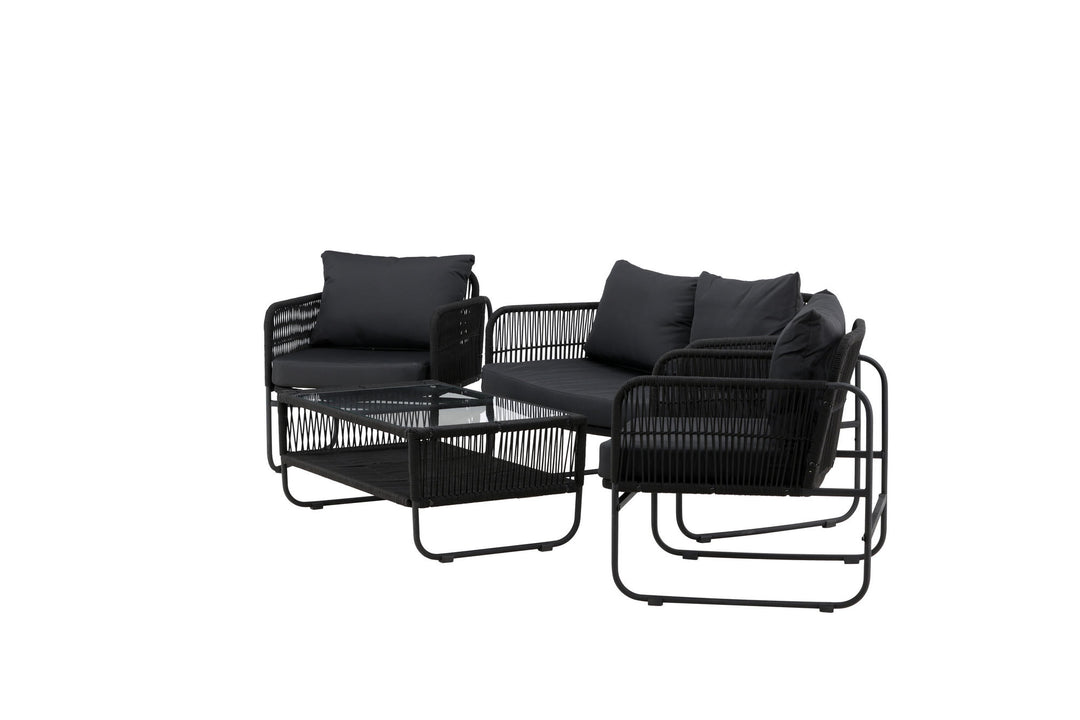 Venture Home Utah Lounge set - Black - Black rope (two seater + 2 one seater + table)