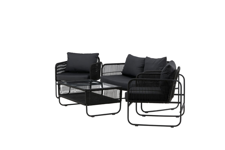 Venture Home Utah Lounge set - Black - Black rope (two seater + 2 one seater + table)