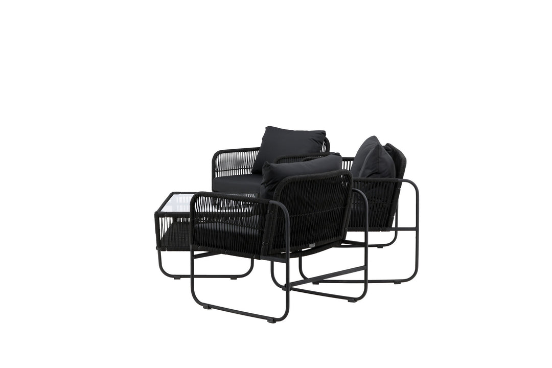 Venture Home Utah Lounge set - Black - Black rope (two seater + 2 one seater + table)