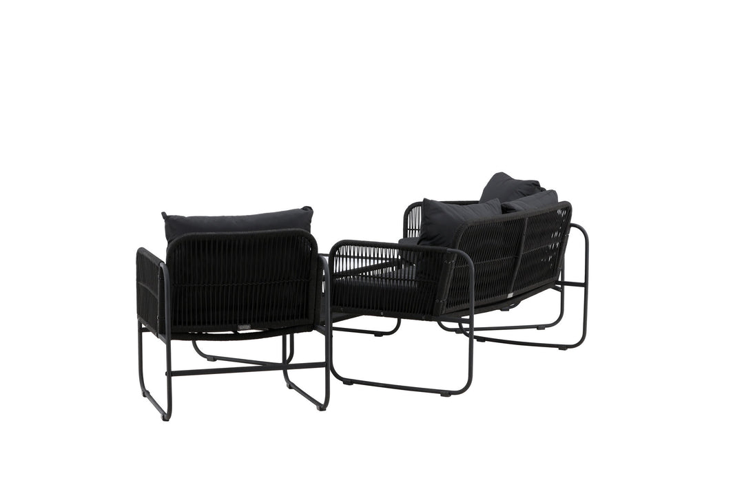 Venture Home Utah Lounge set - Black - Black rope (two seater + 2 one seater + table)
