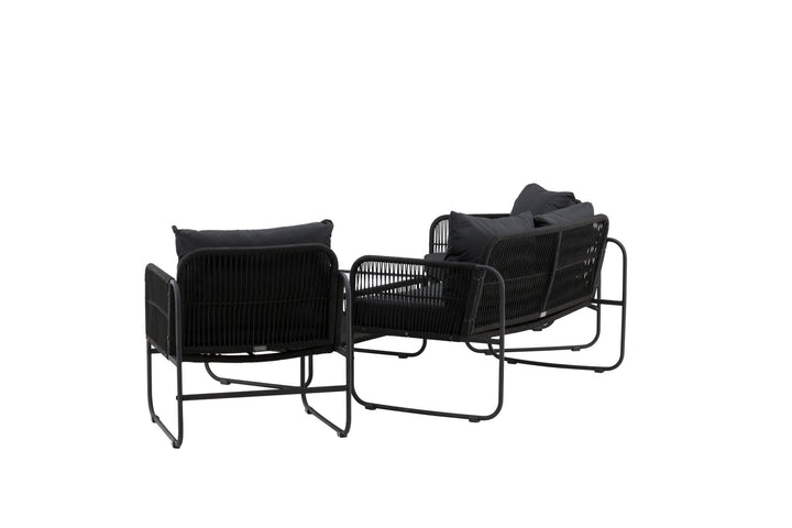 Venture Home Utah Lounge set - Black - Black rope (two seater + 2 one seater + table)