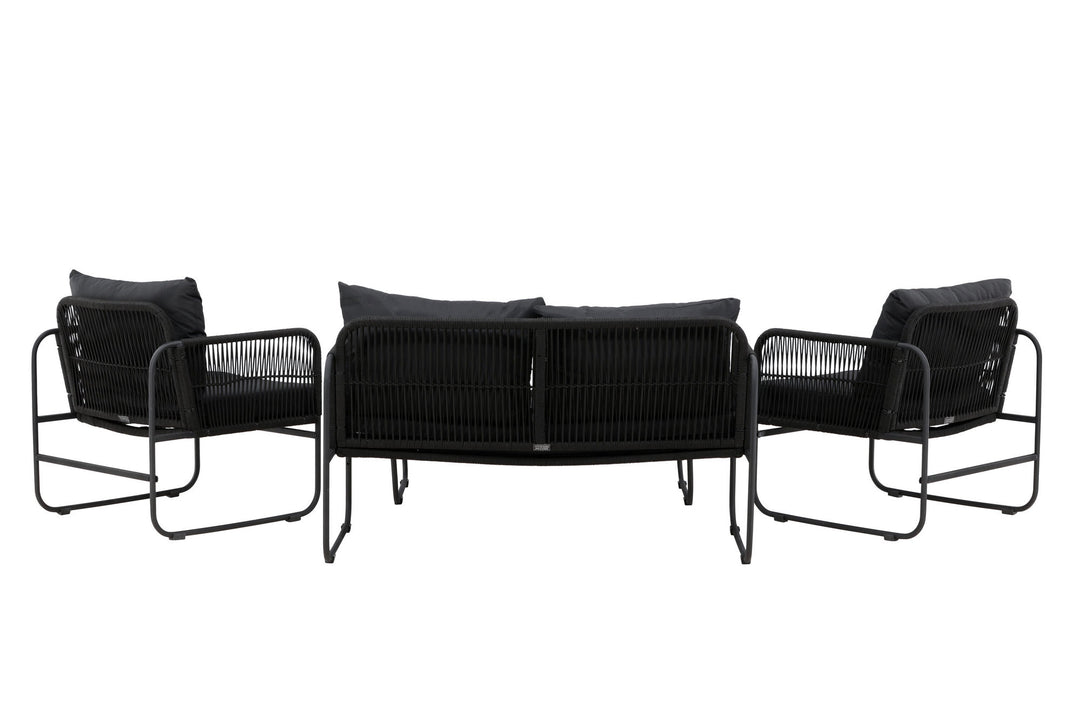 Venture Home Utah Lounge set - Black - Black rope (two seater + 2 one seater + table)