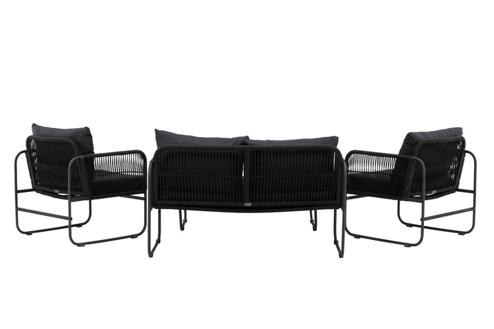 Venture Home Utah Lounge set - Black - Black rope (two seater + 2 one seater + table)