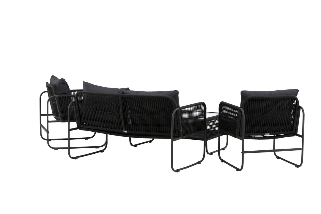 Venture Home Utah Lounge set - Black - Black rope (two seater + 2 one seater + table)