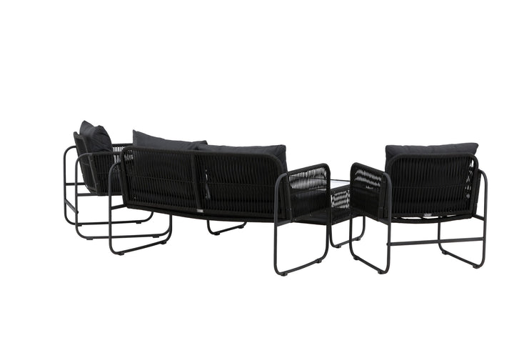 Venture Home Utah Lounge set - Black - Black rope (two seater + 2 one seater + table)