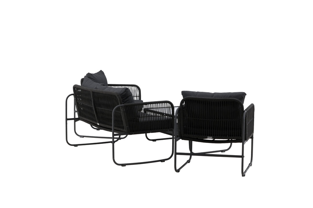 Venture Home Utah Lounge set - Black - Black rope (two seater + 2 one seater + table)