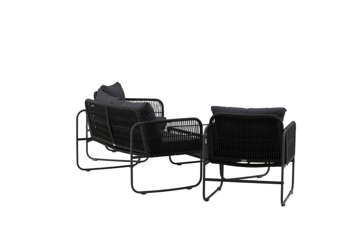 Venture Home Utah Lounge set - Black - Black rope (two seater + 2 one seater + table)
