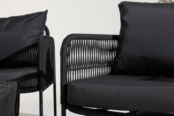 Venture Home Utah Lounge set - Black - Black rope (two seater + 2 one seater + table)