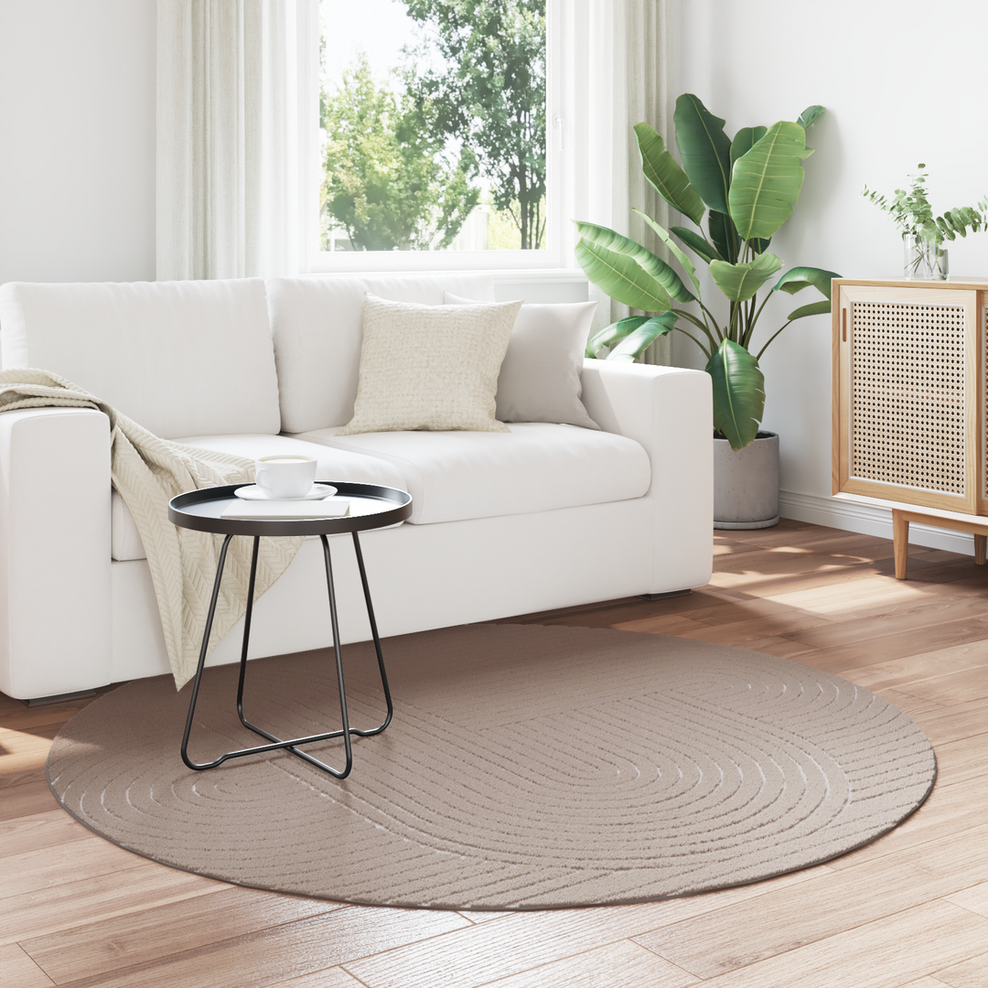Områdetæpper Rund PALMERAS Beige Ø 120 CM Polyester