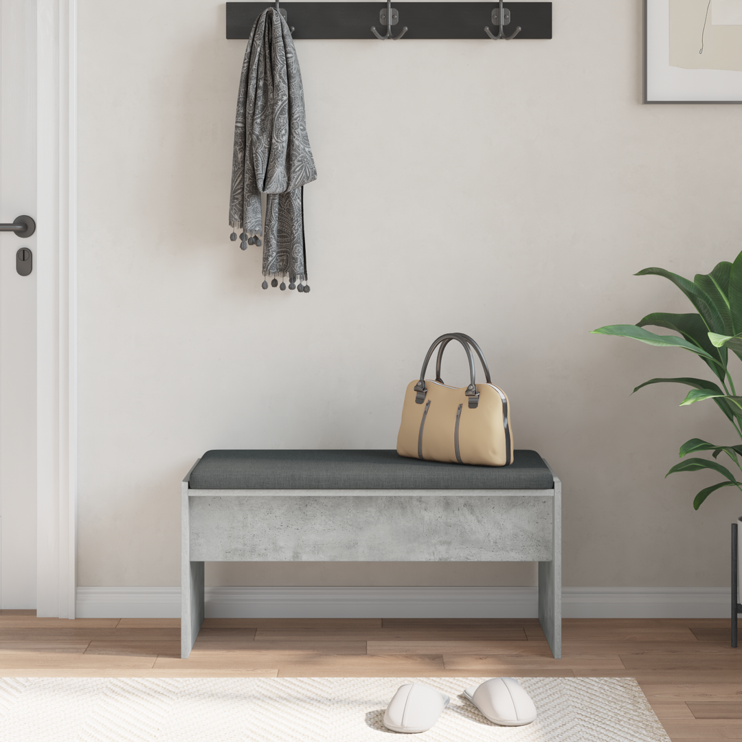 Hallbænk med pude Beton Grå 83 x 38 x 40 cm