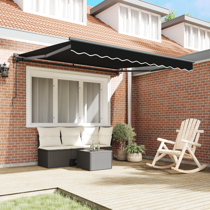 Markiseramme Sort 350 x 250 cm Polyester med PU belægning