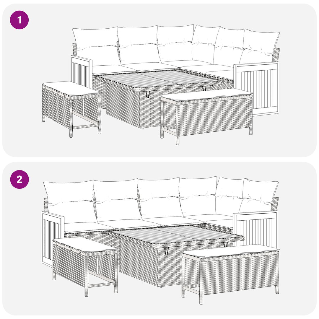 Havesofa Sæt med pude 12 pcs Sort og Cream