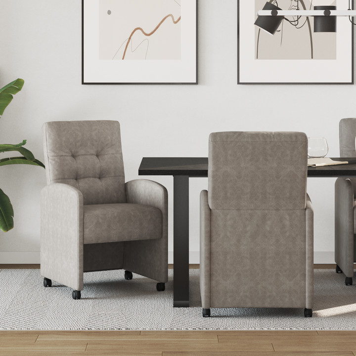 Spisebordsstole med hjul 2 pcs Grå 58 x 67 x 97 cm Kunstlæder