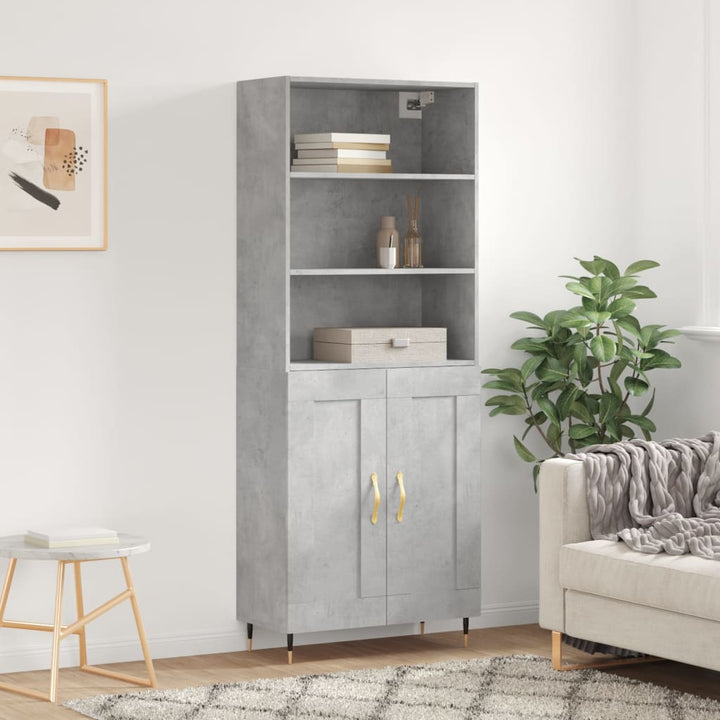 højskab 69,5x34x180 cm konstrueret træ betongrå