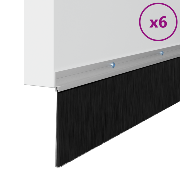 Skruemonterede dørbørste tætninger 6 pcs Sølv 100 cm