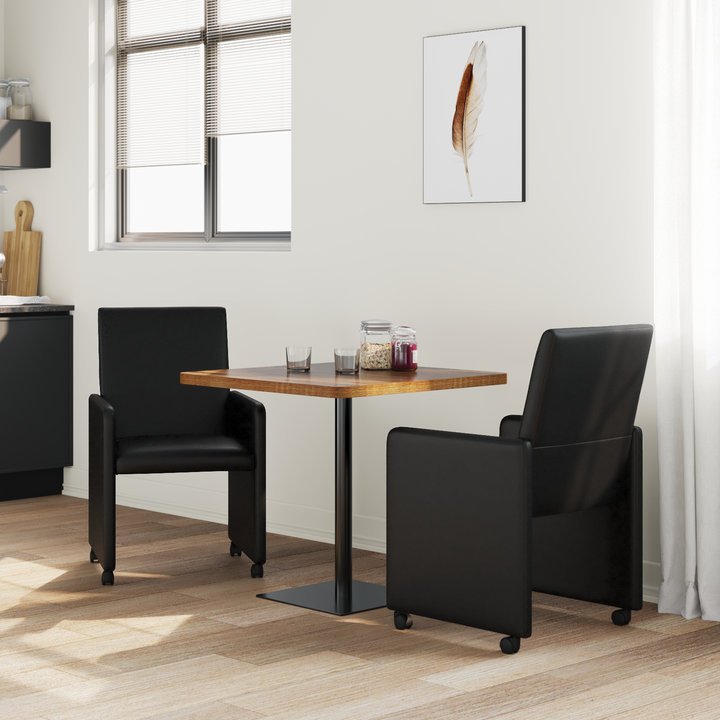 Spisebordsstole med hjul 2 pcs Sort 57 x 66 x 94 cm Kunstlæder