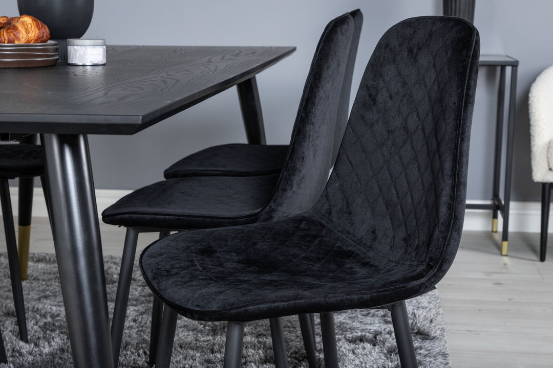 Venture Home Dipp Dining Table - 180*90cm - Black / Black Brass+Polar Diamond Dining Chair - Black Legs - Black Velvet_6