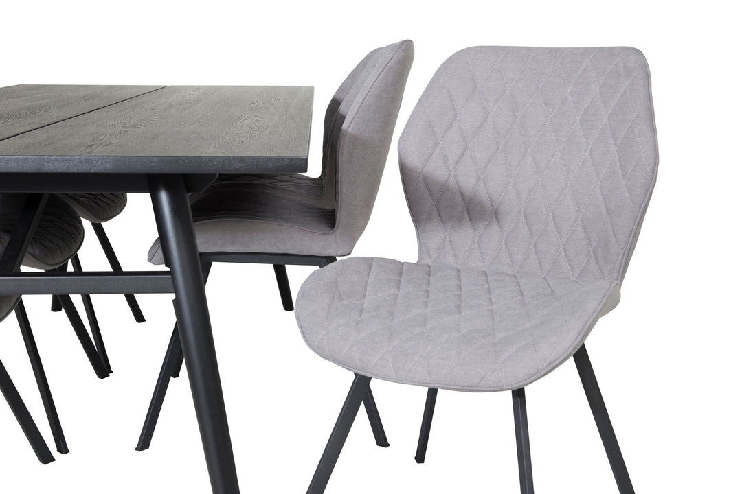 Venture Home Sleek Extentiontable Black Brushed - 195*95+Gemma Dining Chair - Black Legs - Grey Fabric_6