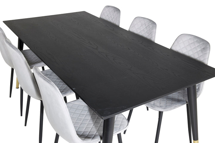 Venture Home Dipp Dining Table - 180*90cm - Black / Black Brass+Polar Diamond Dining Chair - Black Legs - Grey Velvet_6