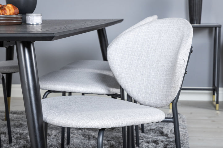 Venture Home Dipp Dining Table - 180*90cm - Black / Black Brass+Vault Dining Chair - Black Legs - Grey Fabric_6