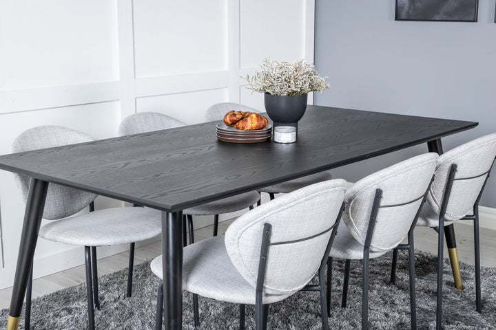 Venture Home Dipp Dining Table - 180*90cm - Black / Black Brass+Vault Dining Chair - Black Legs - Grey Fabric_6