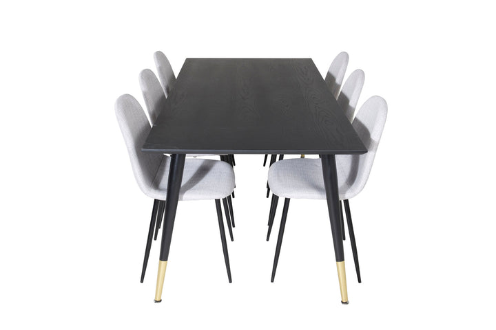 Venture Home Dipp Dining Table - 180*90cm - Black / Black Brass+Polar Dining Chair - Black Legs - Light Grey Fabric_6