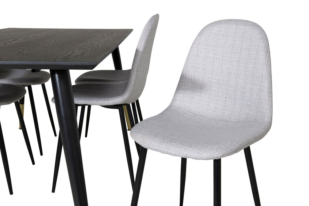 Venture Home Dipp Dining Table - 180*90cm - Black / Black Brass+Polar Dining Chair - Black Legs - Light Grey Fabric_6