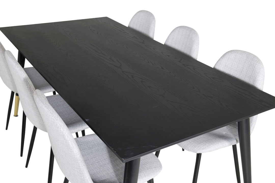 Venture Home Dipp Dining Table - 180*90cm - Black / Black Brass+Polar Dining Chair - Black Legs - Light Grey Fabric_6